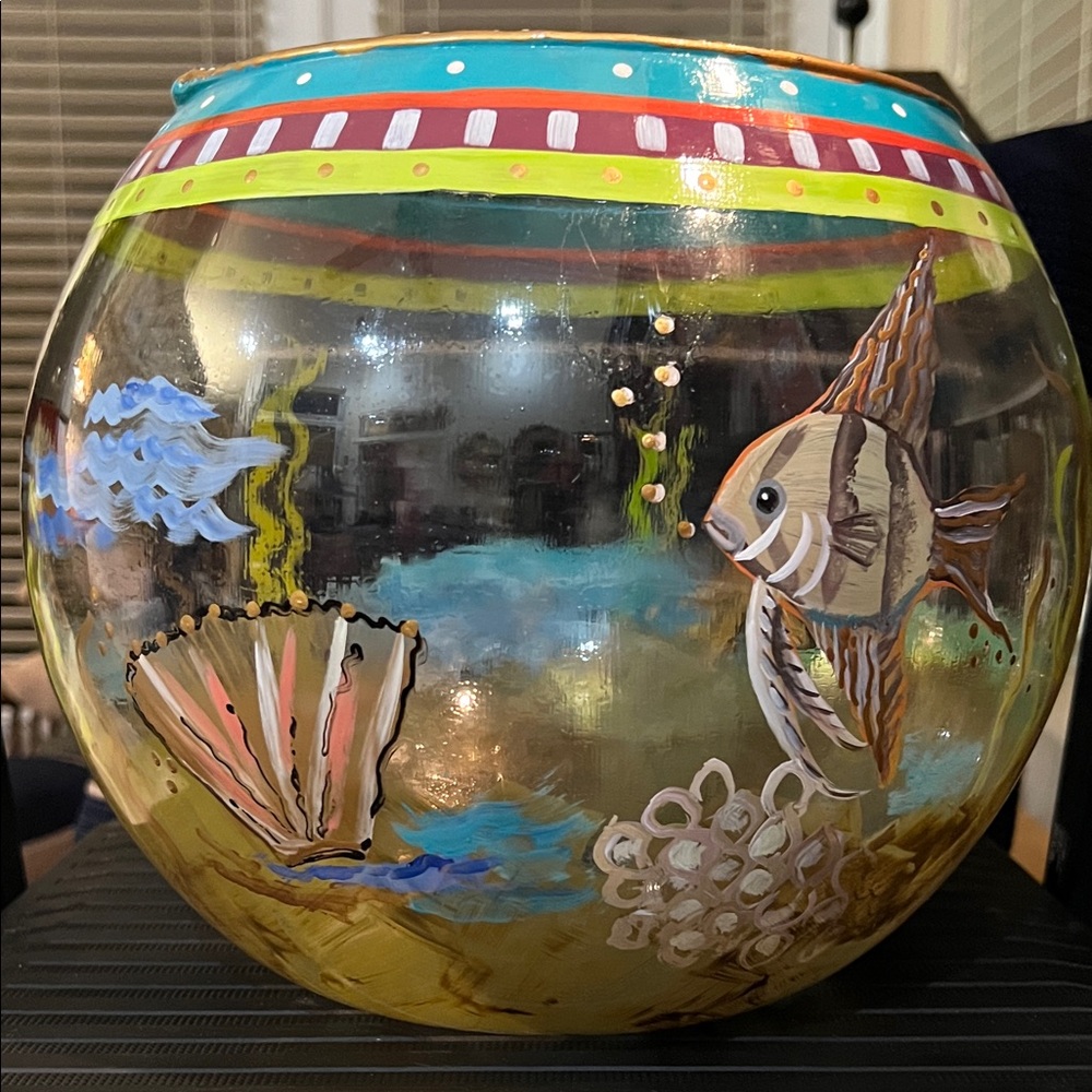 Hand Painted Fish Bowl Under Water Theme